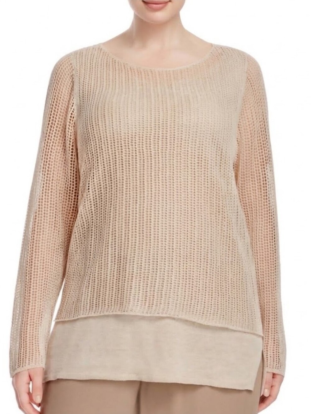 Lightweight Open-Knit 100% Linen 2 Pcs Sweater Sz. M